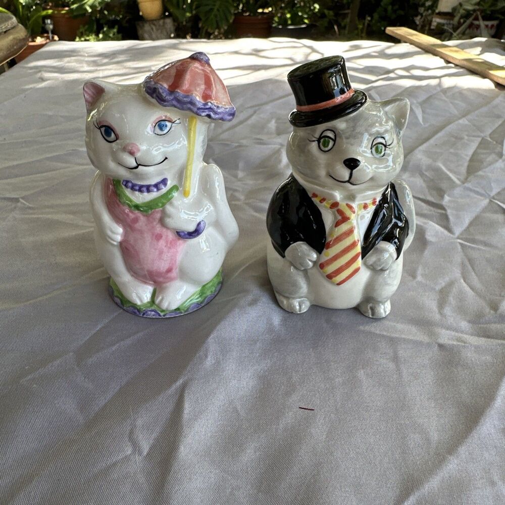 Vtg OTAGIRI Japan Anthropomorphic Kitty Cat Salt & Pepper Shakers Mary Ann Baker
